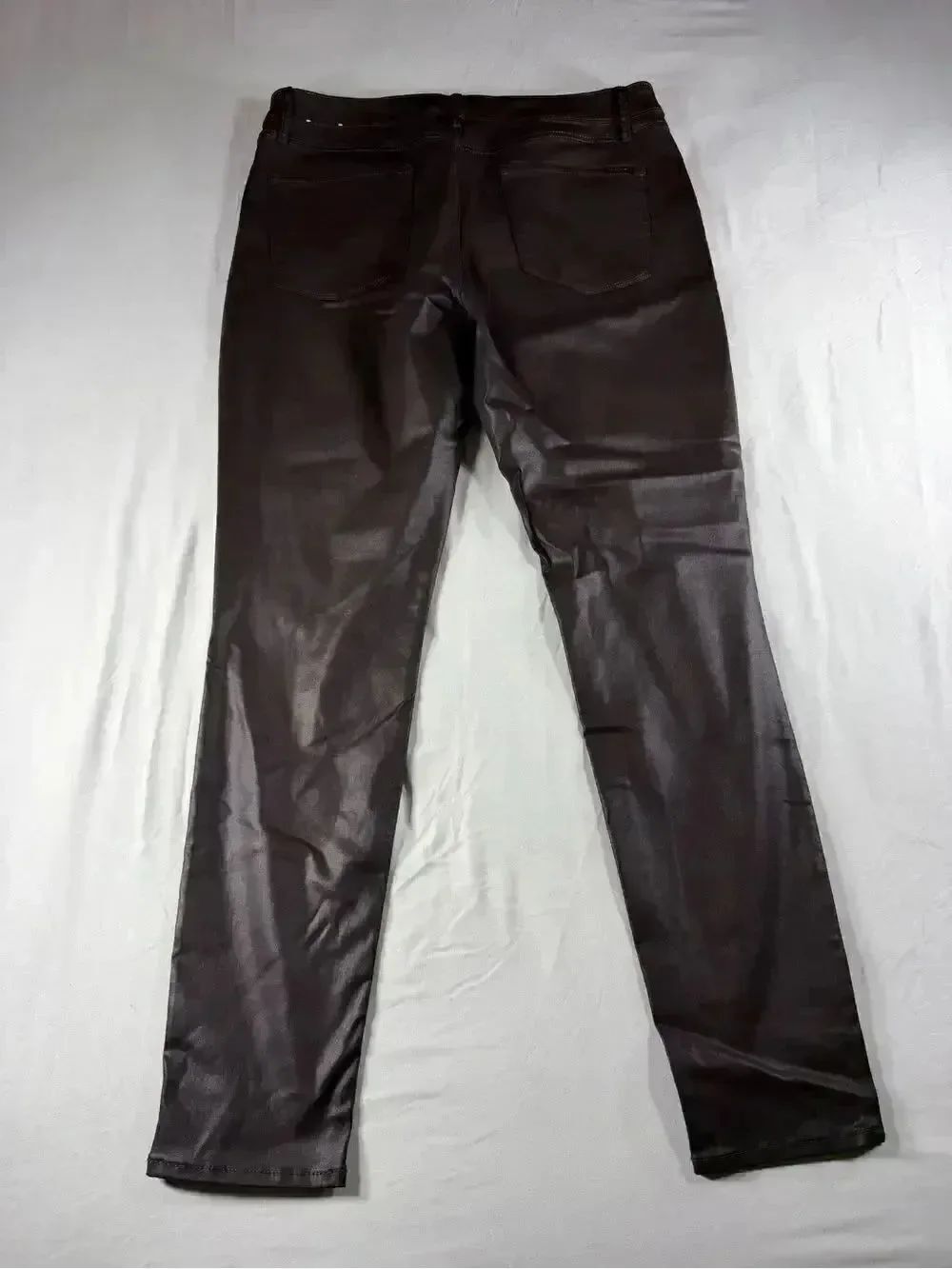 WHBM White House Black Market Women’s Brown Skinny Coated Jeans Size 14 - Picture 6 of 9